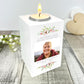 Personalised Any Message Floral White Wooden Photo Tea Light Holder