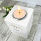 Personalised Any Message Floral White Wooden Tea Light Holder