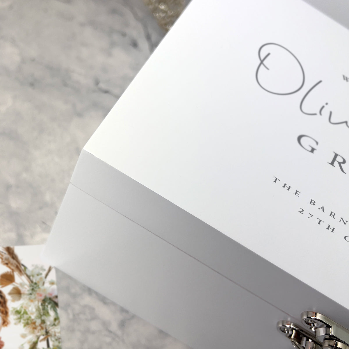 Personalised Luxury White Wooden Wedding Keepsake Memory Box - 3 Sizes (22cm | 27cm | 30cm)