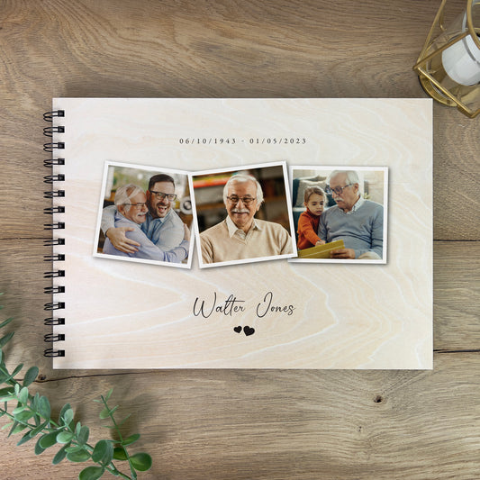 Personalised Any Occasion Wooden Photo Memory Book/Guest Book