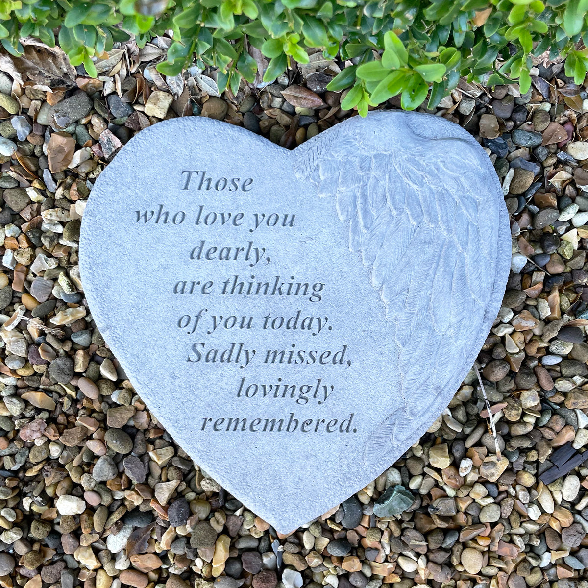 Large 23cm Memorial Heart Stone with Wing - Those Who Love You