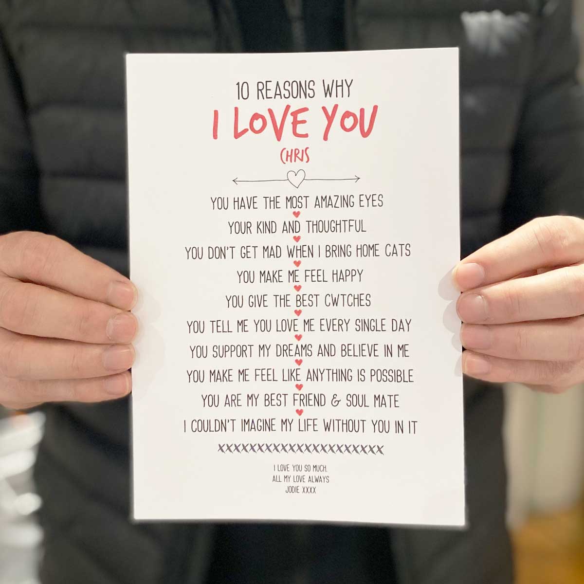 10 Reasons I Love You Personalised Print