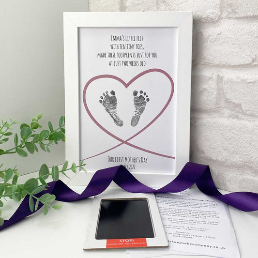 Personalised Baby Footprint Mother's Day Framed Print + Ink Kit