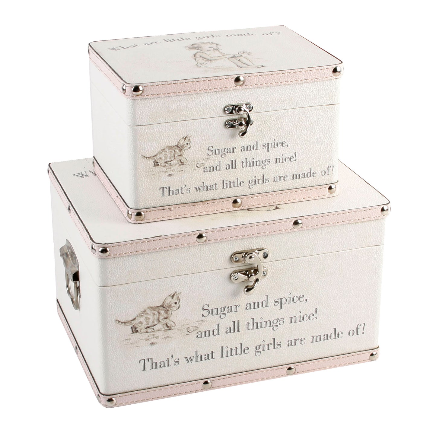 2 Keepsake Boxes, 'What are little girls made of?'