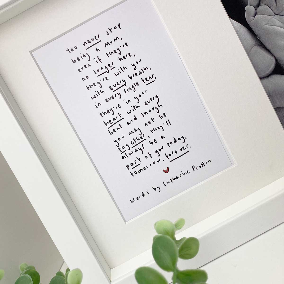 "You'll Never Stop Being A Mum" Angel Baby Poem By Catherine Prutton Double Aperture Photo Frame