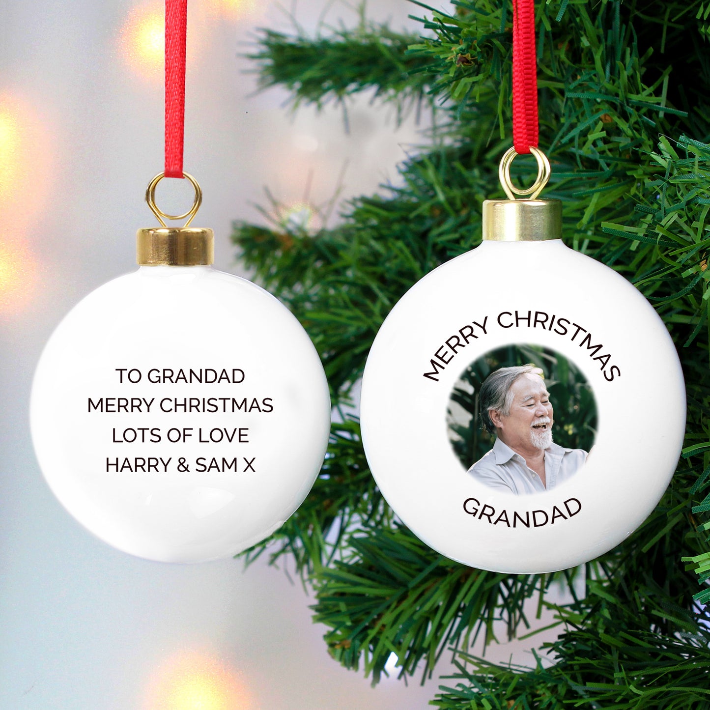 Personalised Any Text Photo Upload Bauble