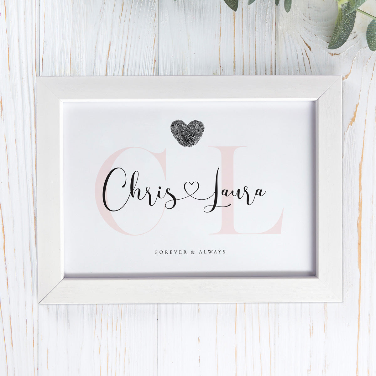Personalised Couples Initials Fingerprint Framed Print + Ink Pad