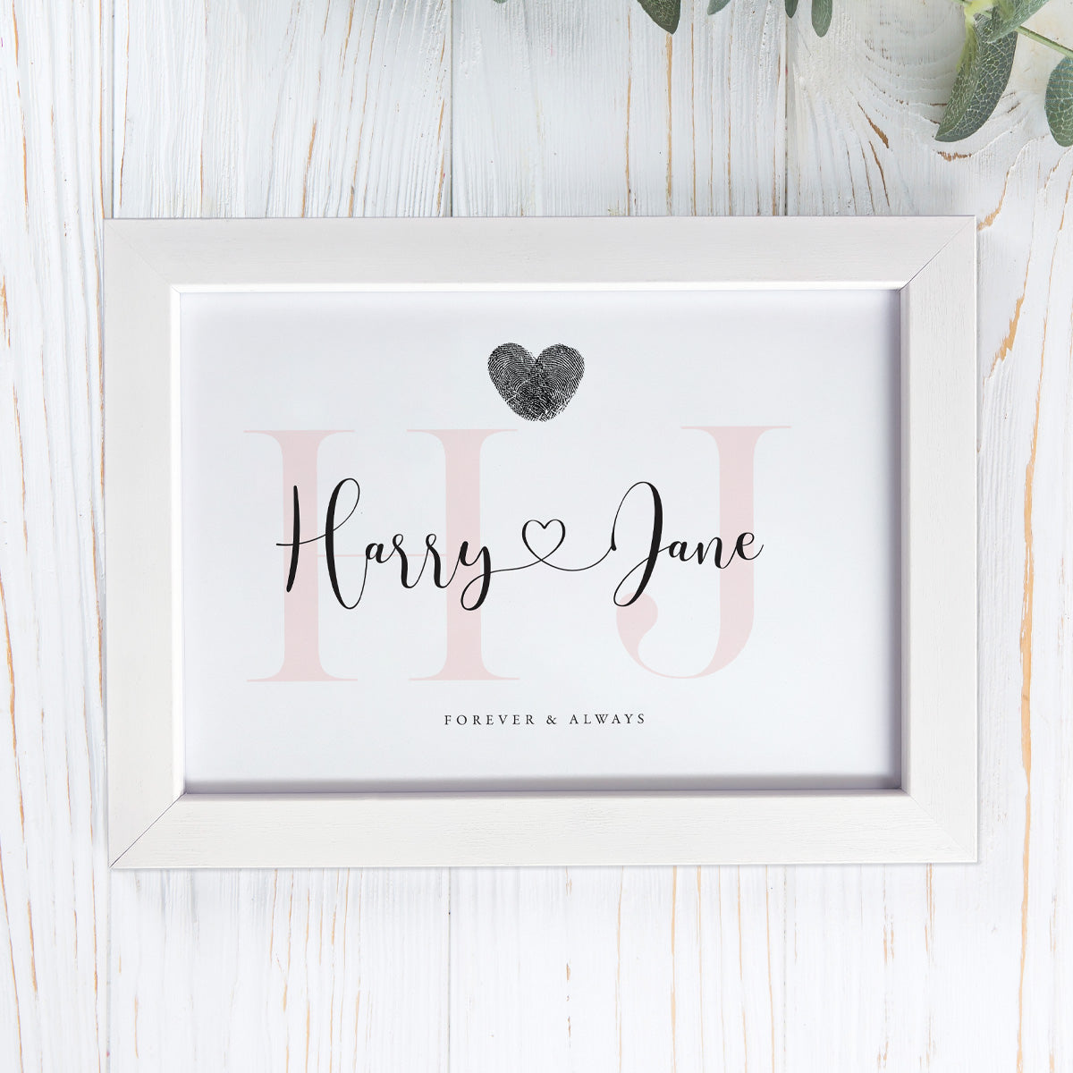Personalised Couples Initials Fingerprint Framed Print + Ink Pad
