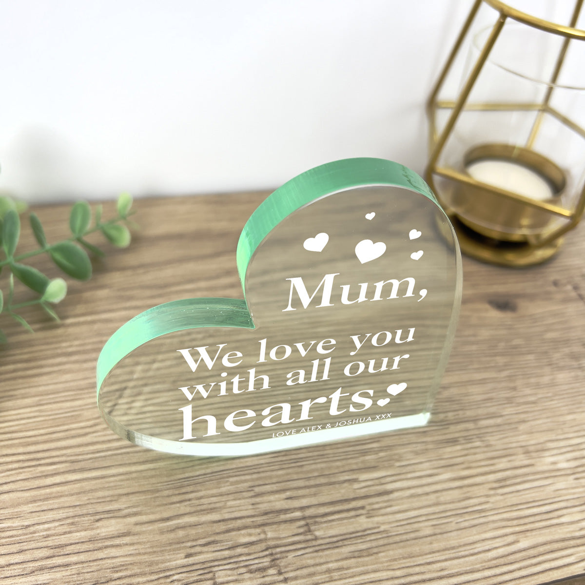 Personalised Love You Mum/Mummy/Grandma Acrylic Freestanding Heart