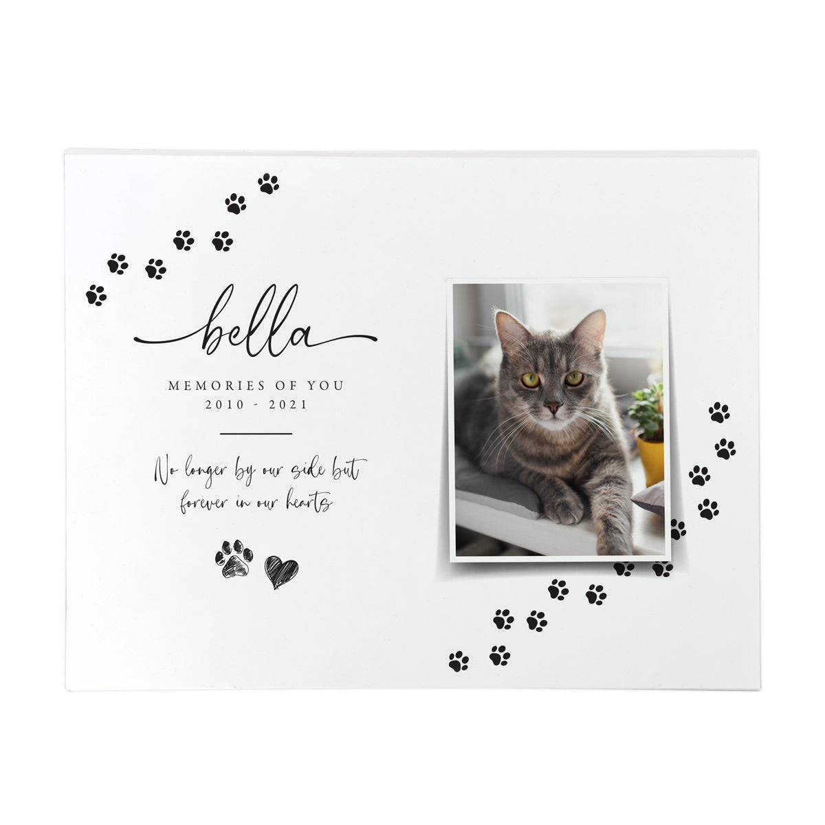 Personalised Paw Prints Pet Memorial Photo Memory Box