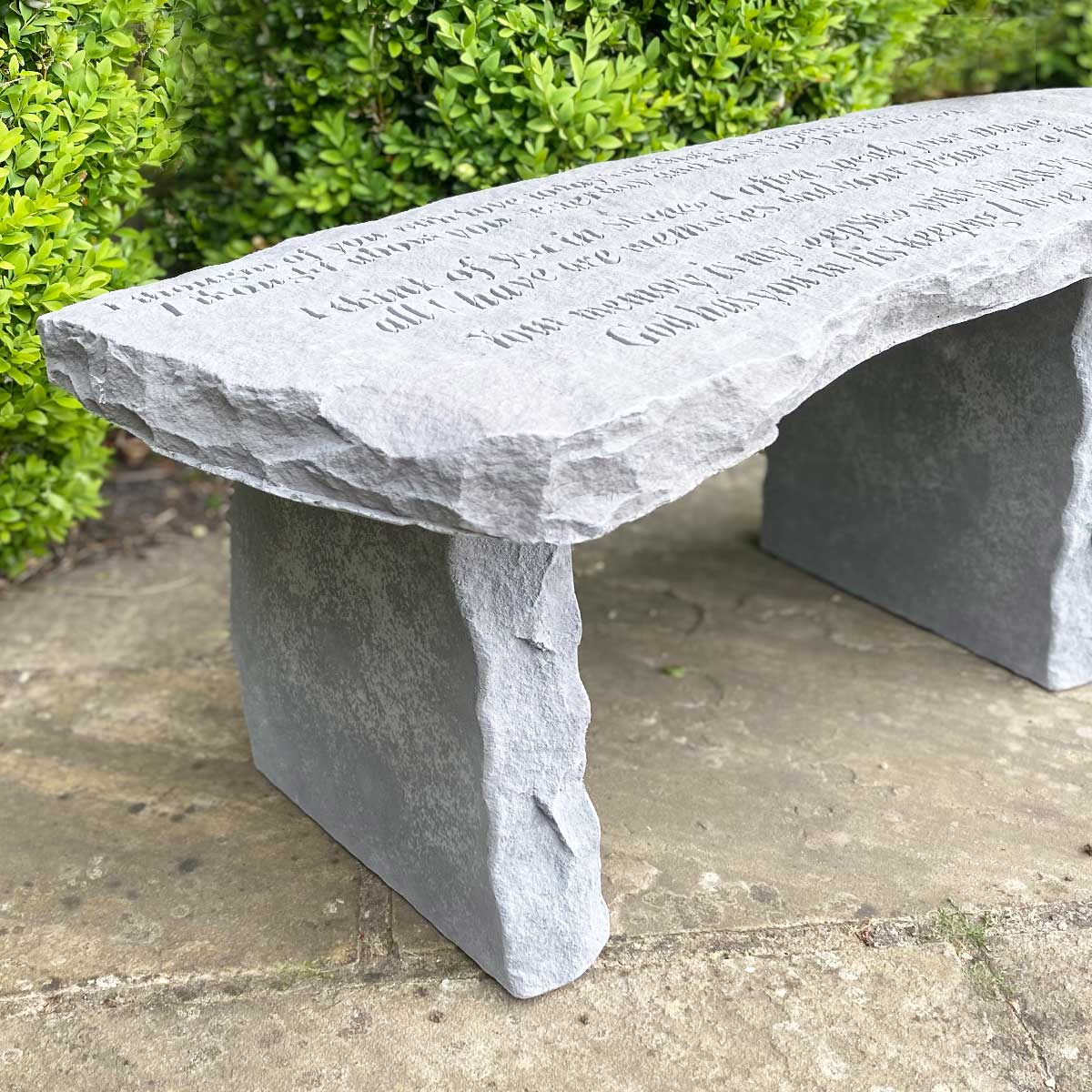 Engraved Stone Memorial Bench