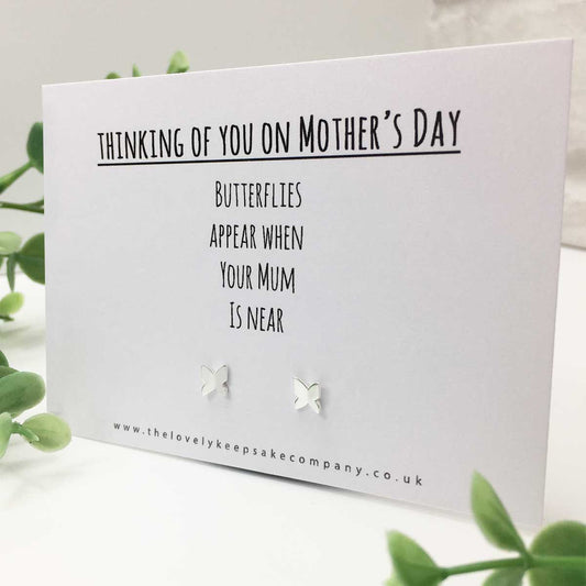 Sterling Silver 'Butterflies appear when your Mum is near' Memorial Earrings