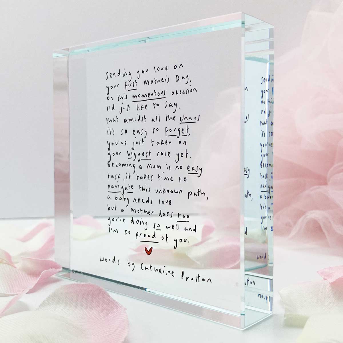 'Happy First Mother's Day' Crystal Token with Catherine Prutton Poem