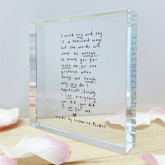 'Thank You Mum' Crystal Token with Catherine Prutton Poem