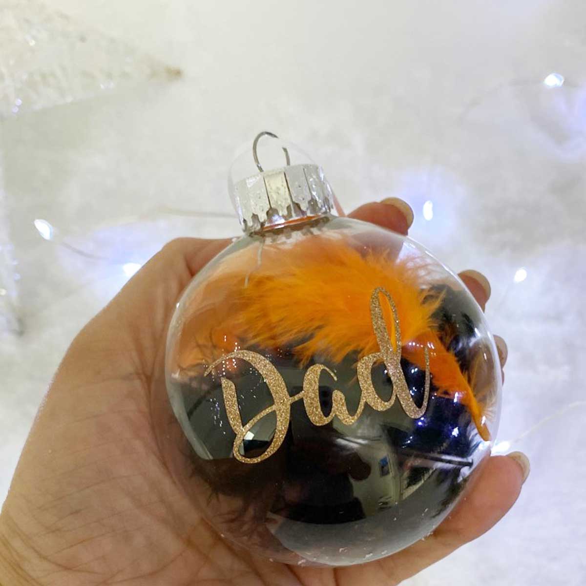 Personalised Football Fan Memorial Glass Christmas Bauble With Club Colours