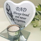Feather Heart Mirrored Remembrance Tea Light Holder - Dad