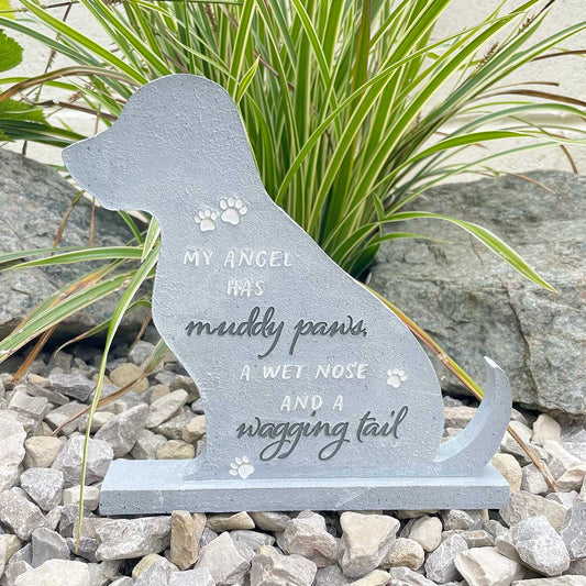 Large 20cm Dog Shaped Memorial Stone