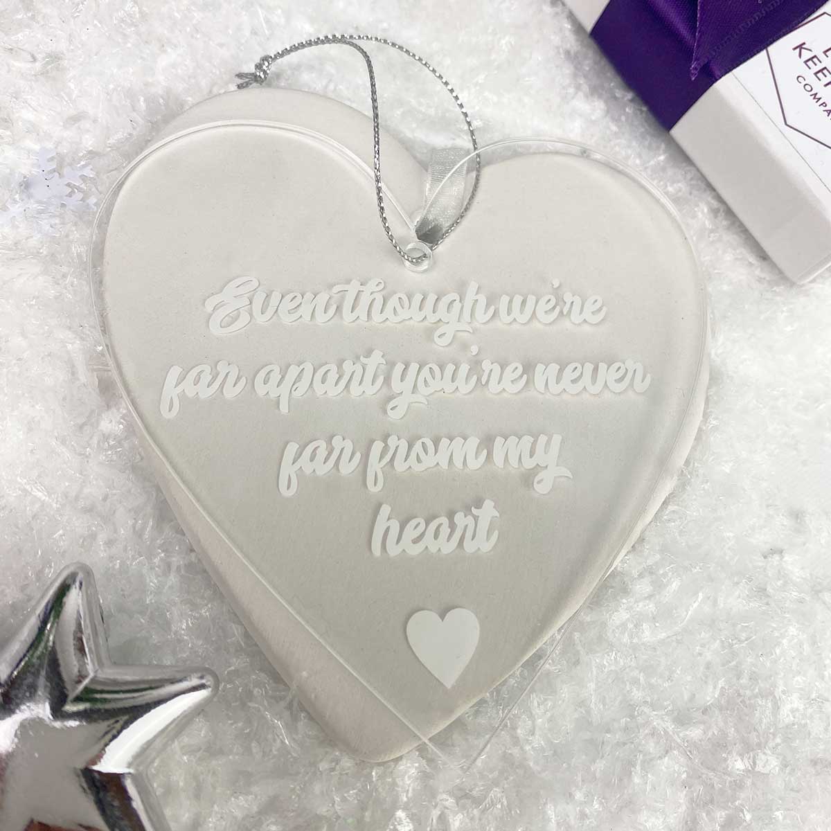 "Never Far From My Heart" Acrylic Heart Memorial Christmas Decoration