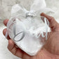 Personalised Feather Filled Heart Memorial Glass Bauble 10cm