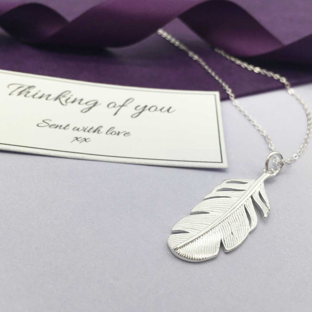 Sterling Silver Feather Memorial Necklace
