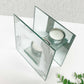 Silver Glitter Feather Glass Tea Light Holder Box