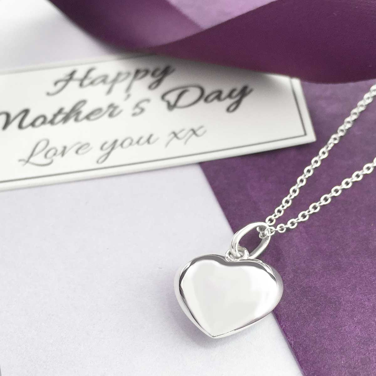 Sterling Silver Heart Necklace - Happy Mother's Day