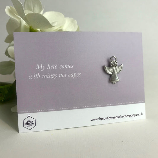 'My Hero Comes With Wings Not Capes' Angel Pin