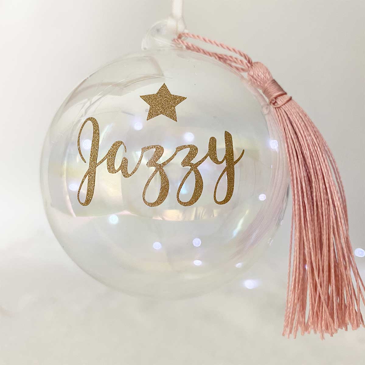 Personalised Iridescent Soap Bubble Glass Bauble