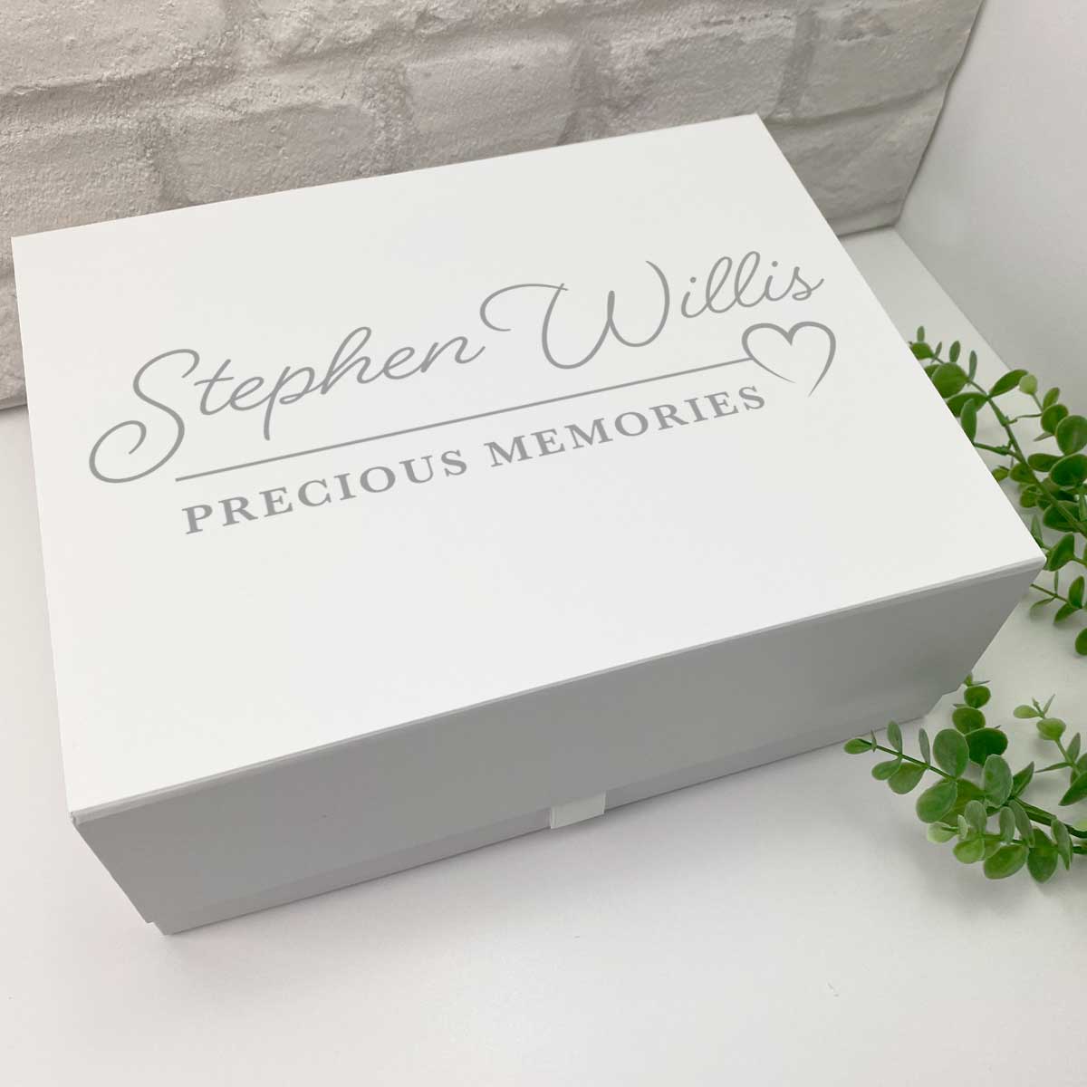 Personalised Precious Memories Keepsake Memory Box (White, Grey, Kraft)