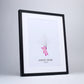 Fingerprint art, pink teddy for fingerprint balloons, black frame