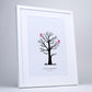 Personalised Pink Owl Fingerprint Tree - White Frame