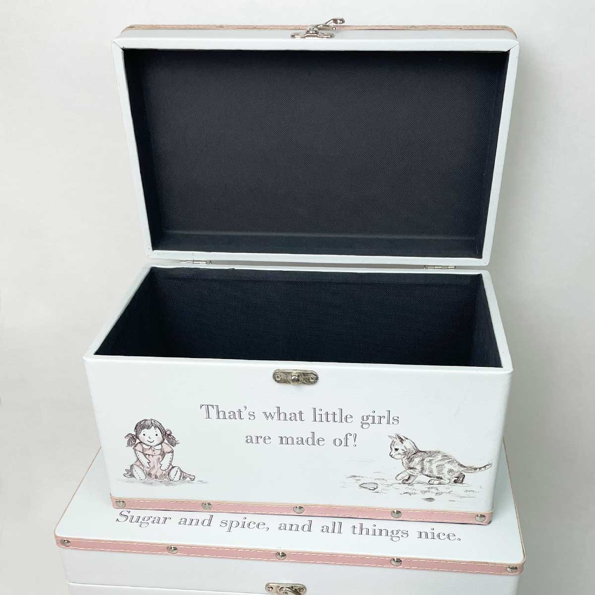 2 Large Keepsake Boxes What are little girls made of