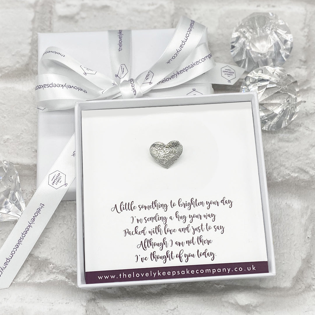 Heart Pin Personalised Gift Box - Various Thoughtful Messages