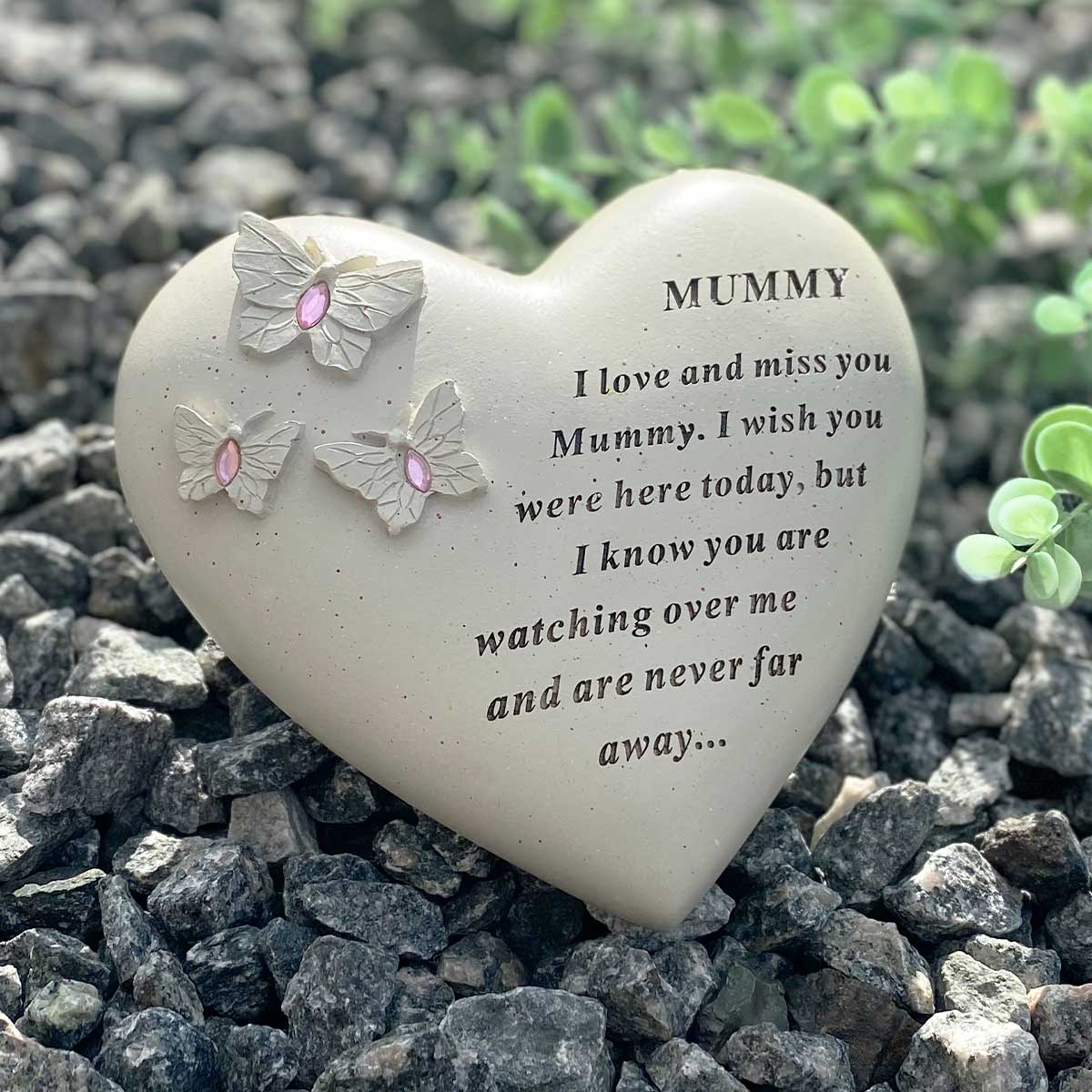 Mummy Butterfly Heart Outdoor Memorial/Grave Marker