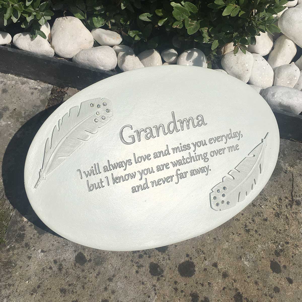 Cream Oval Resin Memorial Plaque - Grandma
