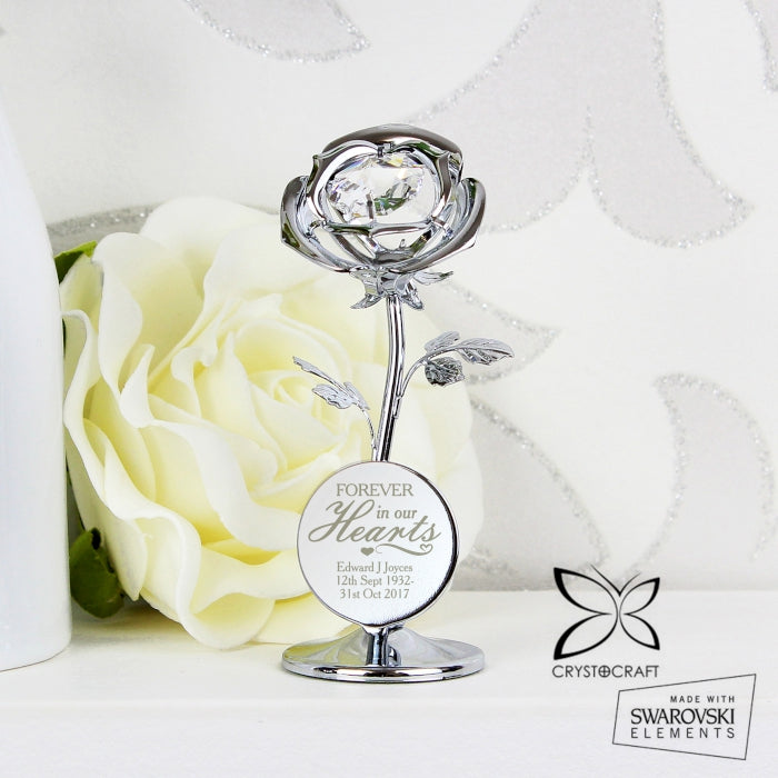 Personalised 'Forever in Our Hearts' Crystocraft Rose Ornament - Crystals From SWAROVSKI®