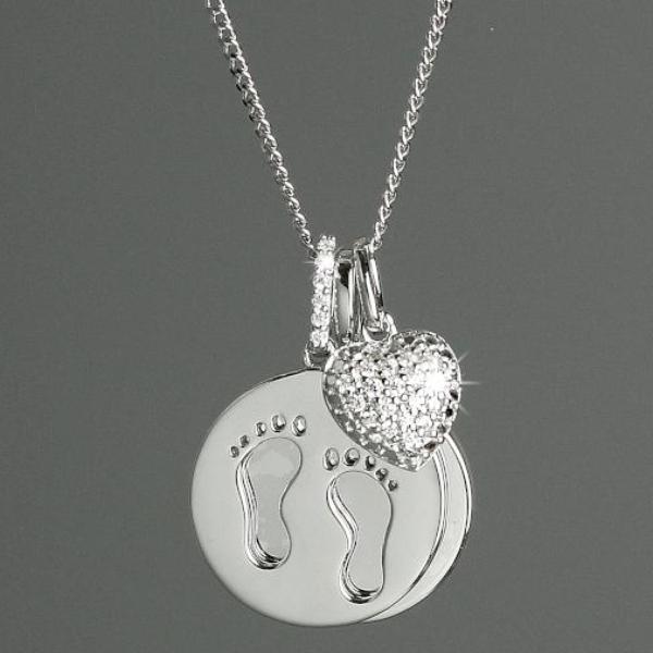 Personalised Sterling Silver Footprints and Cubic Zirconia Heart Angel –  The Lovely Keepsake Company
