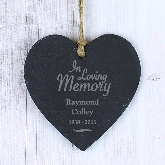 Personalised 'In Loving Memory' Slate Heart