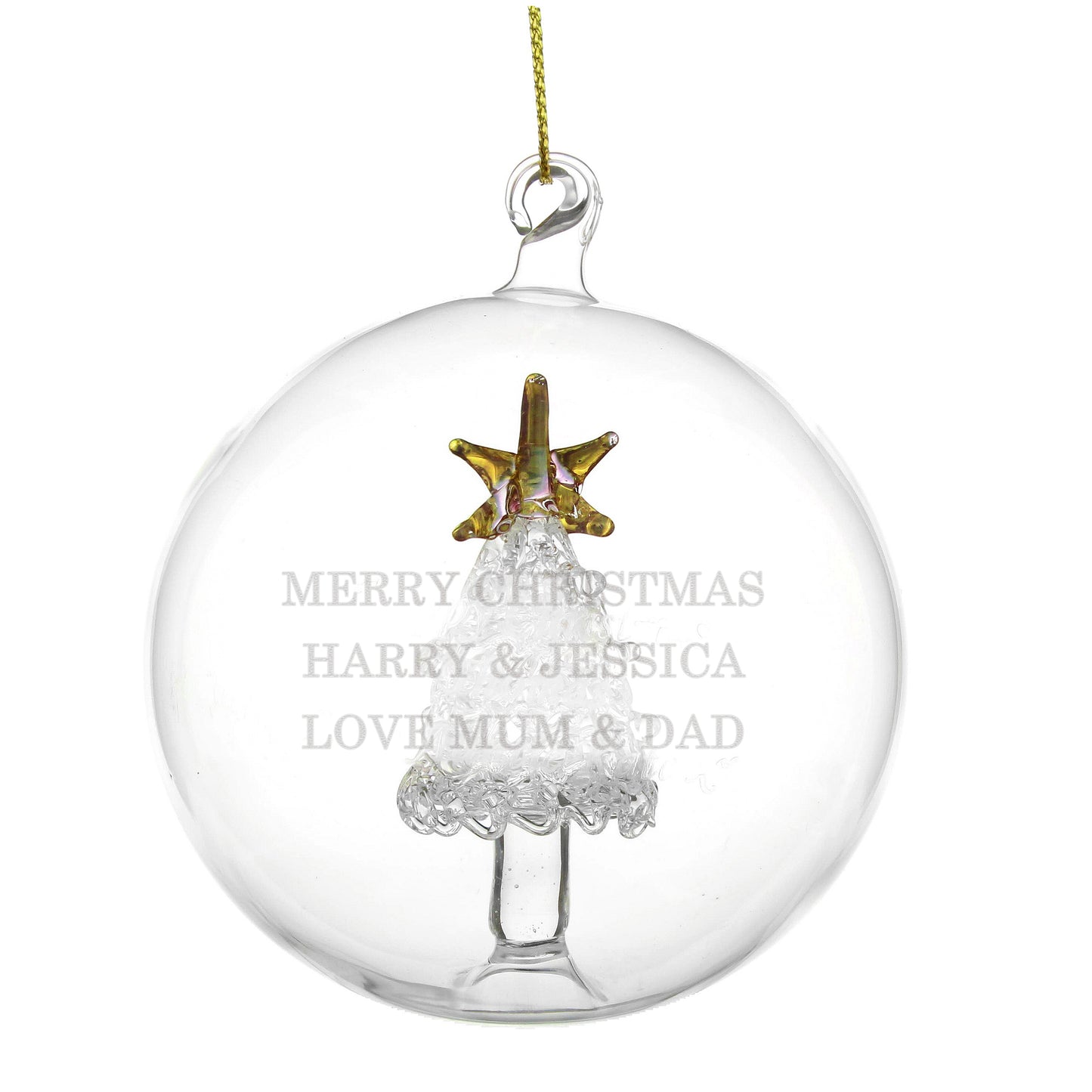 Personalised Christmas Tree Bauble, Glass with Tree