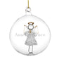 Personalised Christmas Tree Bauble, Glass with Angel - Name Only