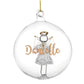 Personalised Glass Christmas Tree Bauble with Angel & Gold Glitter Name