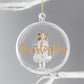 Personalised Christmas Tree Bauble, Glass with Tree & Gold Glitter Name