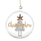 Personalised Christmas Tree Bauble, Glass with Tree & Gold Glitter Name