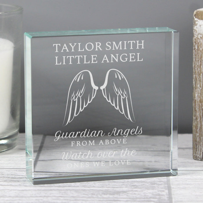 Personalised Angel Wings Crystal Token