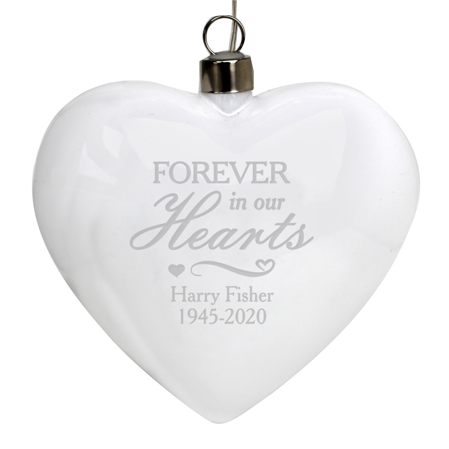 Personalised LED Hanging Glass Heart - Memorial