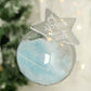 Personalised Born In Blue Feather Glass Bauble With Star Tag