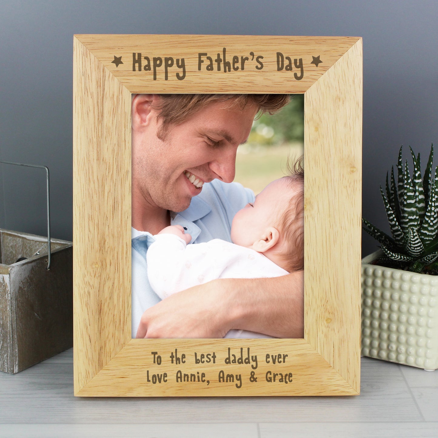 Personalised 'Happy Father's Day' Wooden Photo Frame 5X7