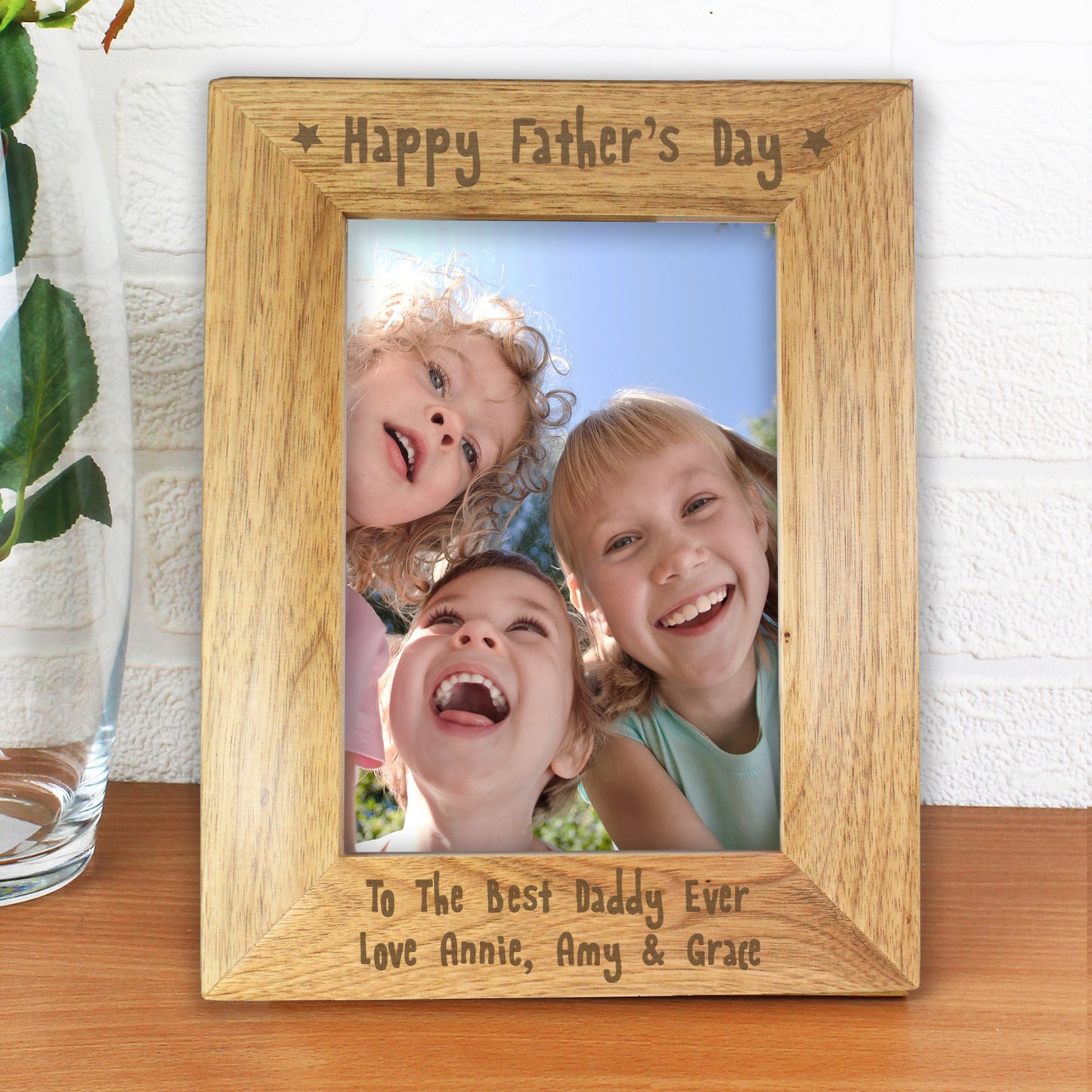 Personalised 'Happy Father's Day' Wooden Photo Frame 5X7