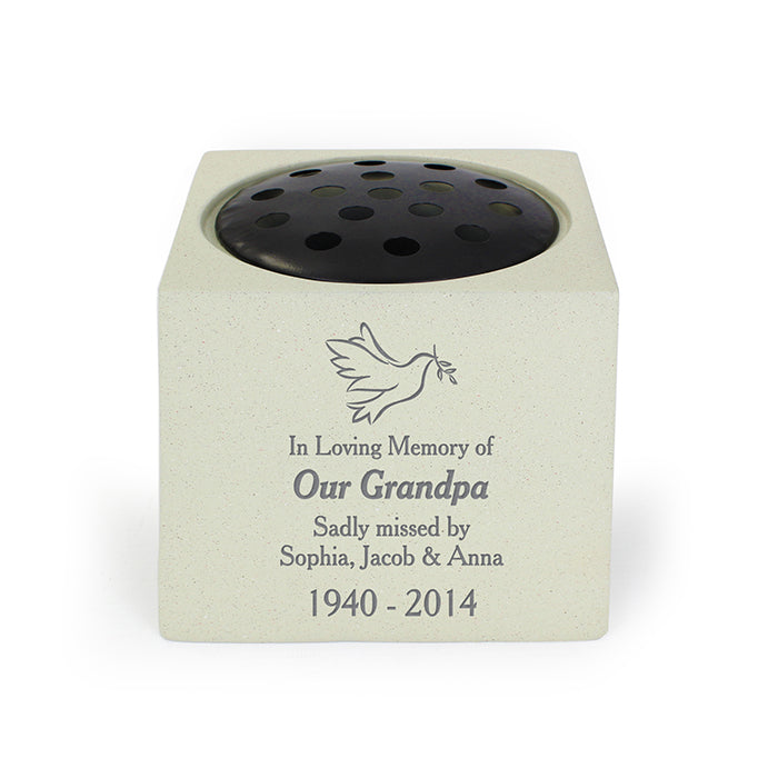 Personalised Graveside Memorial Vase with Dove Design