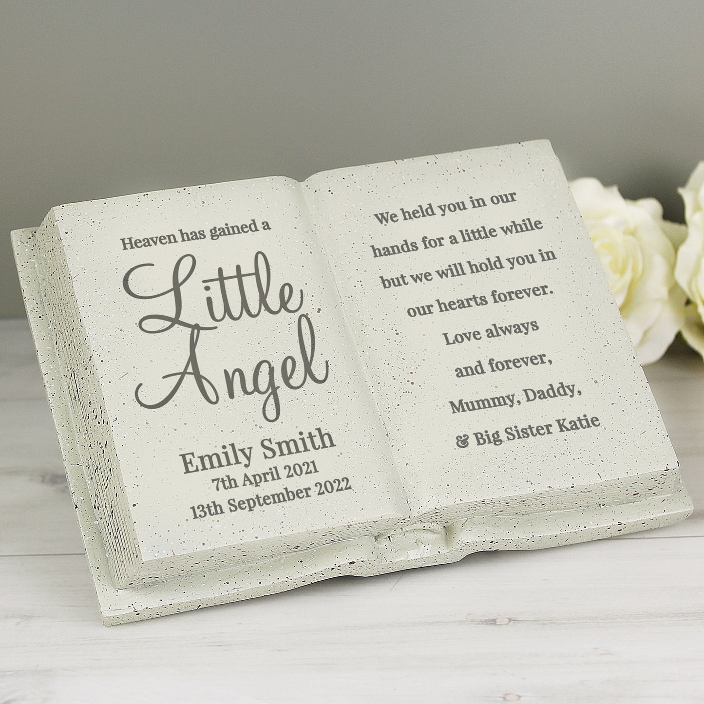 Personalised Little Angel Memorial Book Grave Marker